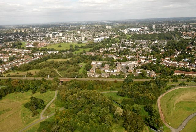 An aerial image of Marston Green.